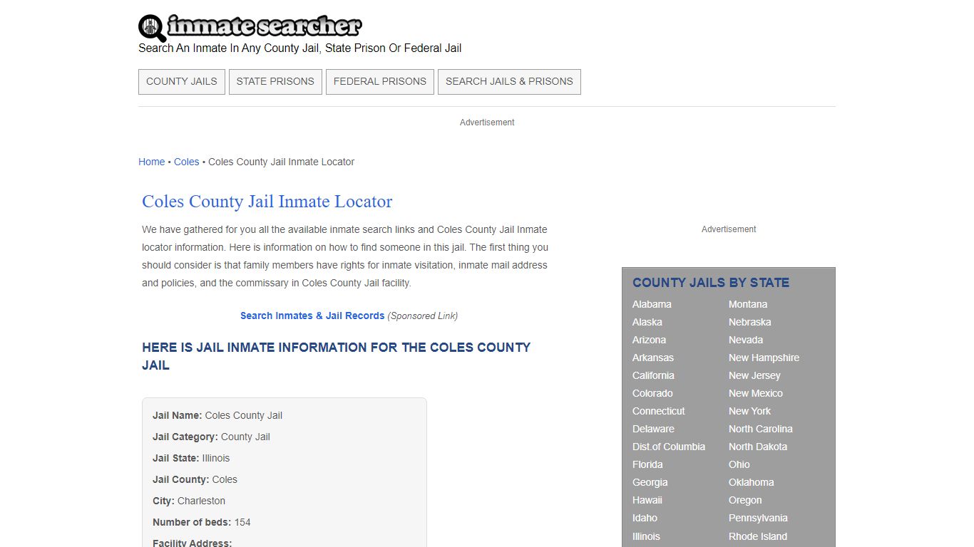 Coles County Jail Inmate Locator - Inmate Searcher