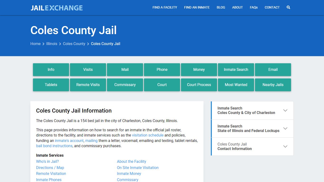 Coles County Jail, IL Inmate Search, Information